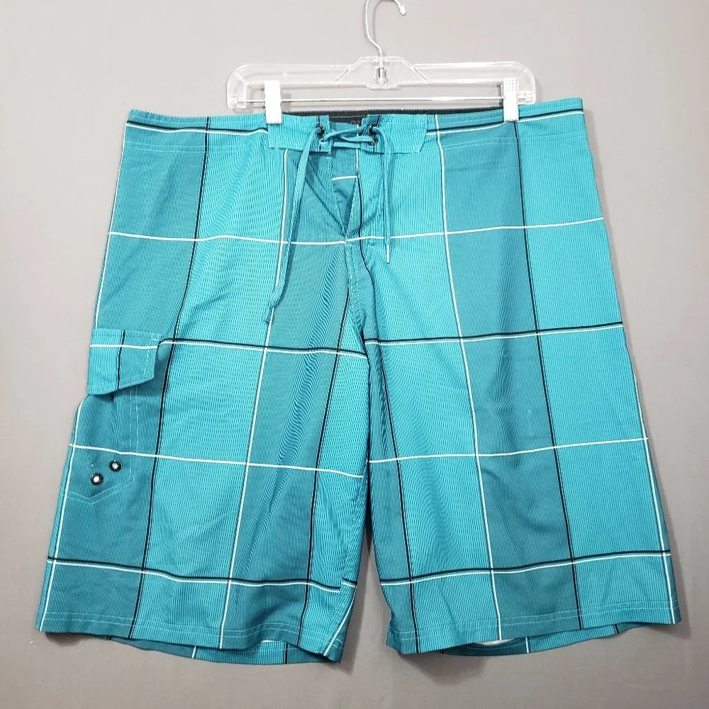OP Flex Ocean Pacific 4-way flex board shorts men’s size 38 Plaid - Picture 1 of 8